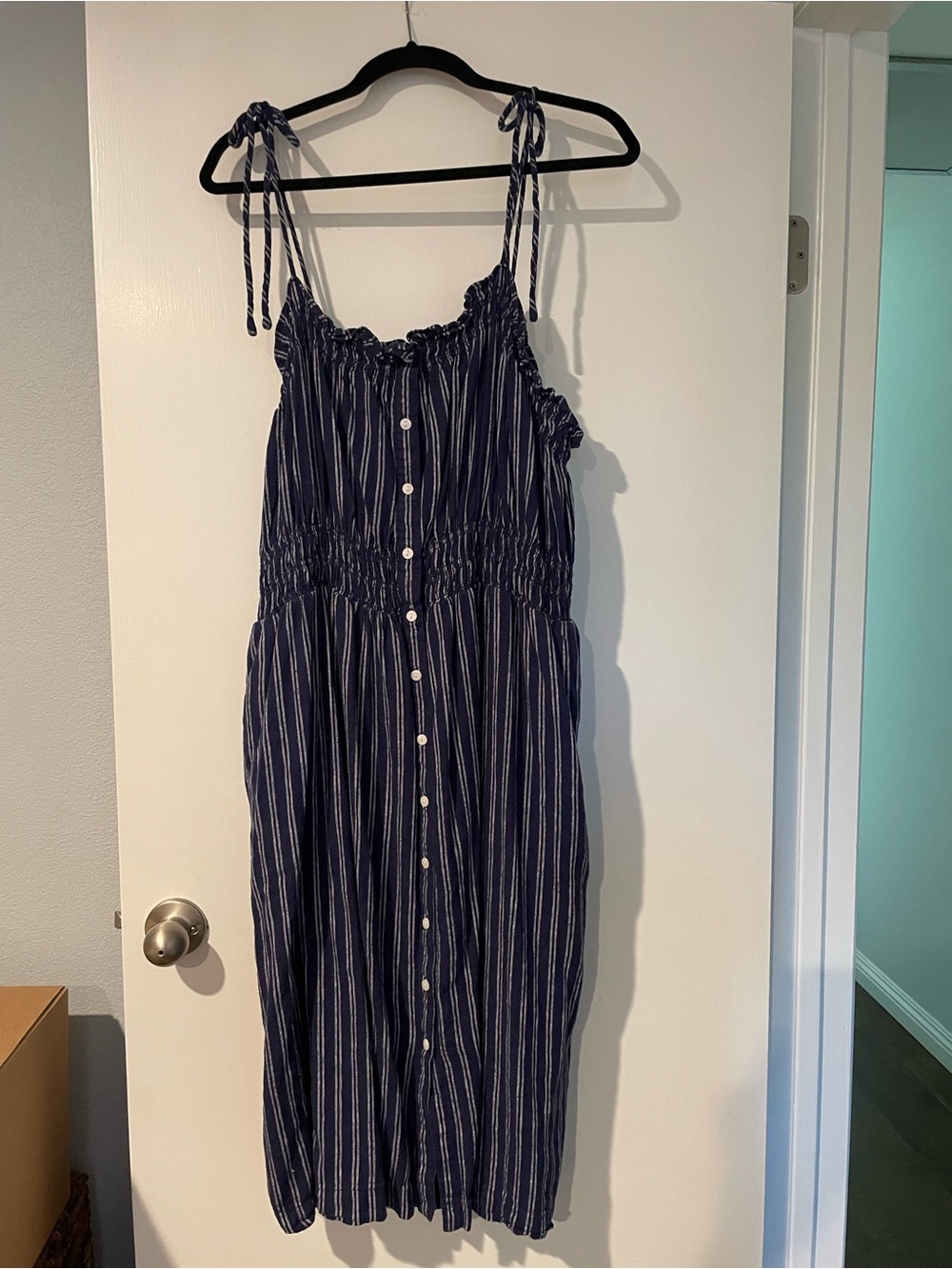 Universal Thread Navy and White Striped Button-Front Sundress